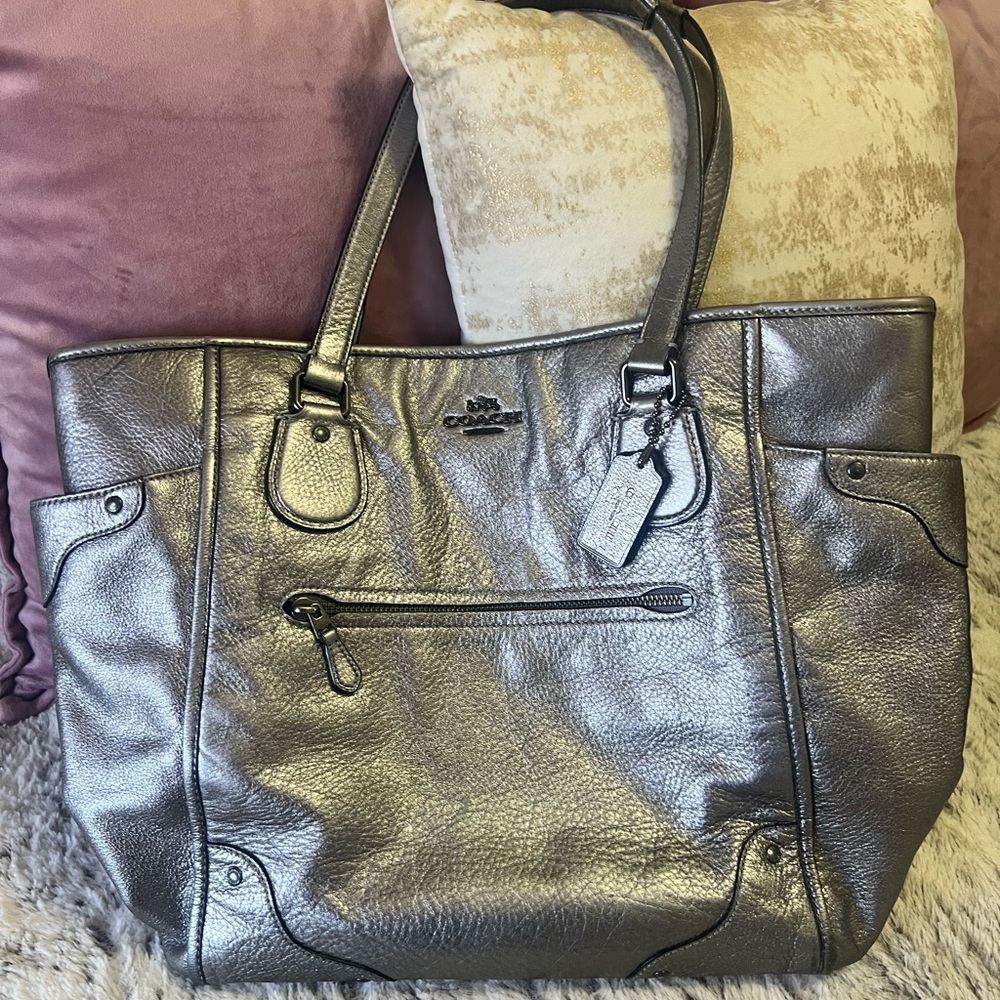 Coach Metallic Silver Tote Bag SOLD